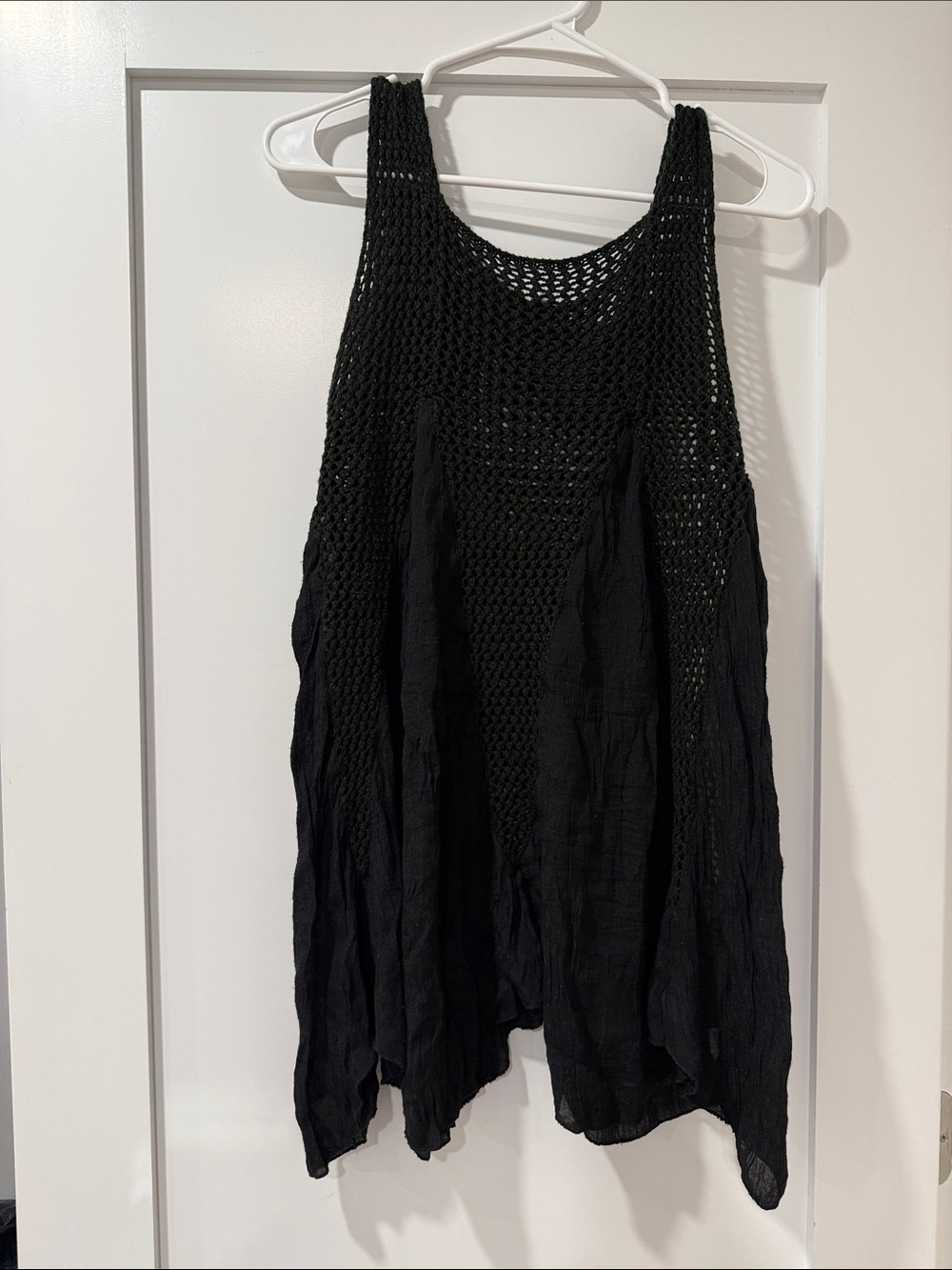 Elan Black Crochet & Gauze Swim Coverup